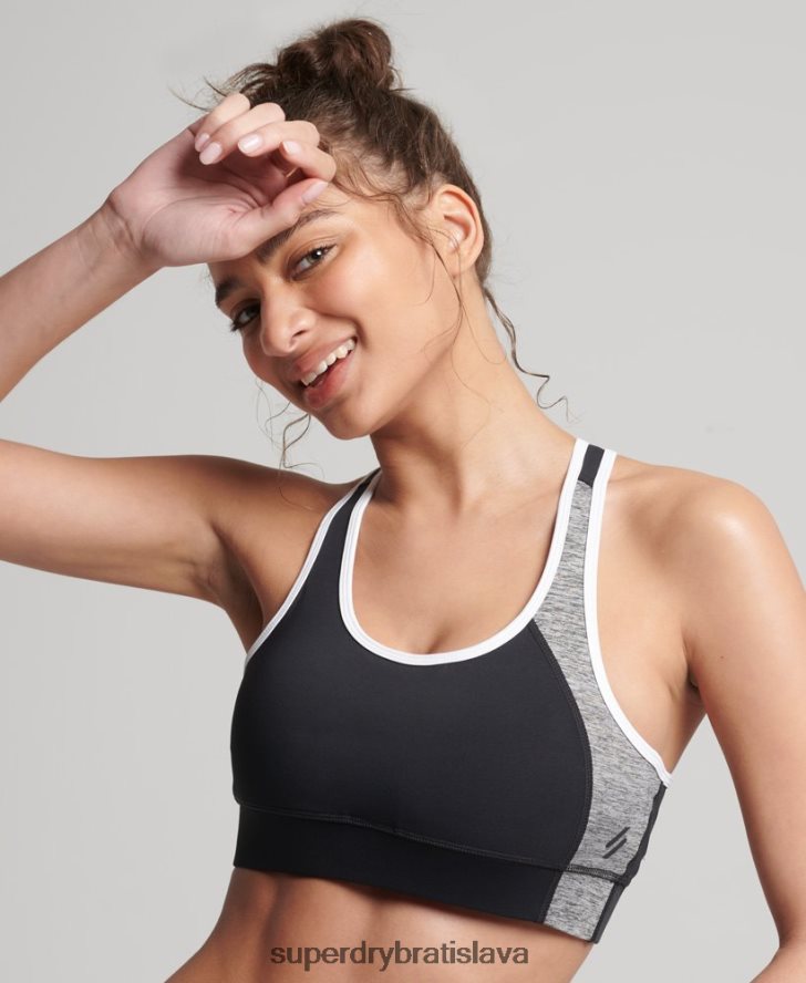 Superdry ženy tréningová asymetrická podprsenka 6B4ZTR6341 oblečenie sivá