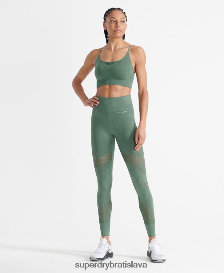 Superdry ženy tréningová bezšvová kontúrová športová podprsenka 6B4ZTR6351 oblečenie kaki