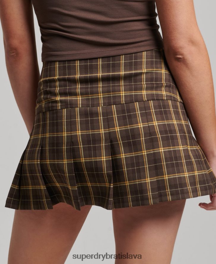 Superdry ženy 1/2 záhybová sukňa 6B4ZTR4124 oblečenie hnedá