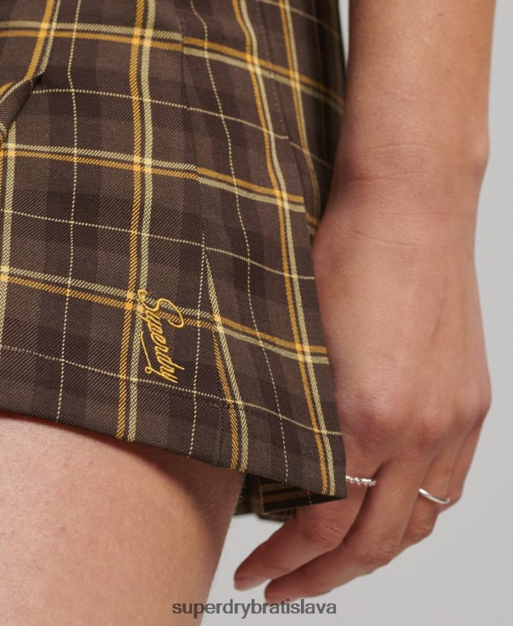 Superdry ženy 1/2 záhybová sukňa 6B4ZTR4124 oblečenie hnedá