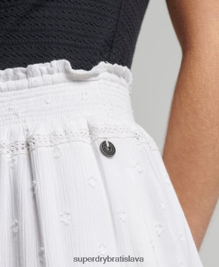 Superdry ženy Vintage čipkovaná minisukňa 6B4ZTR4133 oblečenie biely