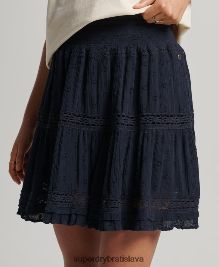 Superdry ženy Vintage čipkovaná minisukňa 6B4ZTR4140 oblečenie námorníctvo