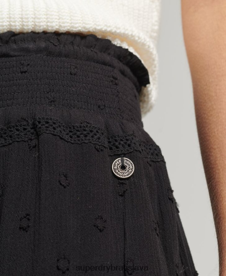 Superdry ženy Vintage čipkovaná minisukňa 6B4ZTR4145 oblečenie čierna