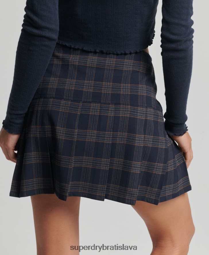 Superdry ženy Vintage tvídová minisukňa 6B4ZTR4157 oblečenie námorníctvo