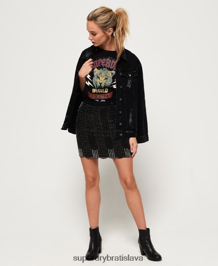 Superdry ženy ľadovcovú sukňu 6B4ZTR4168 oblečenie čierna