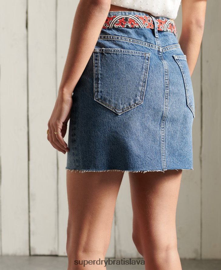 Superdry ženy džínsová minisukňa 6B4ZTR6758 oblečenie Modrá