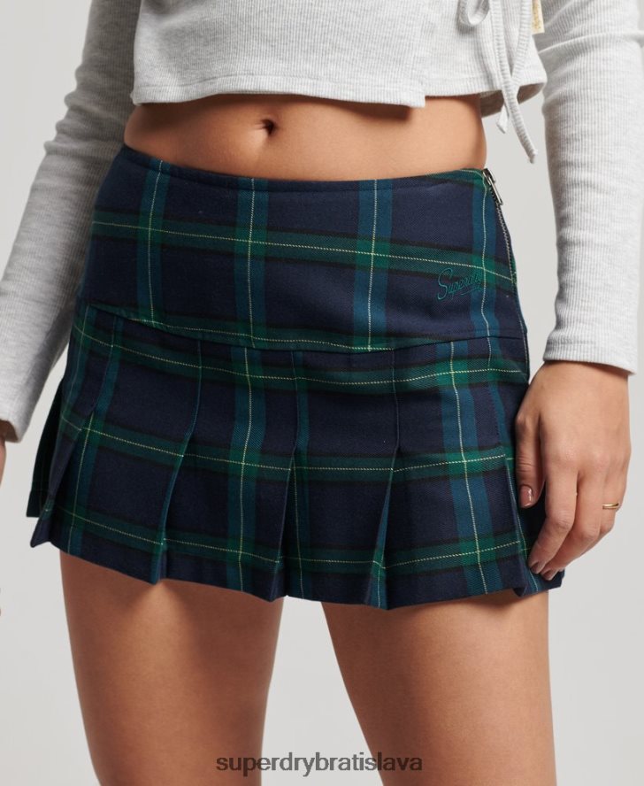 Superdry ženy kontrolná záhybová minisukňa 6B4ZTR4136 oblečenie námorníctvo