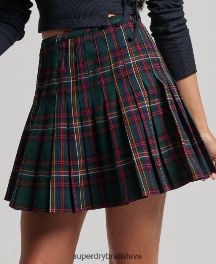Superdry ženy skontrolujte minisukňu 6B4ZTR4150 oblečenie zelená
