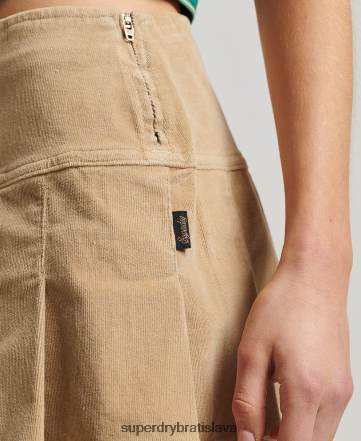 Superdry ženy vintage šnúrová plisovaná minisukňa 6B4ZTR4135 oblečenie krém