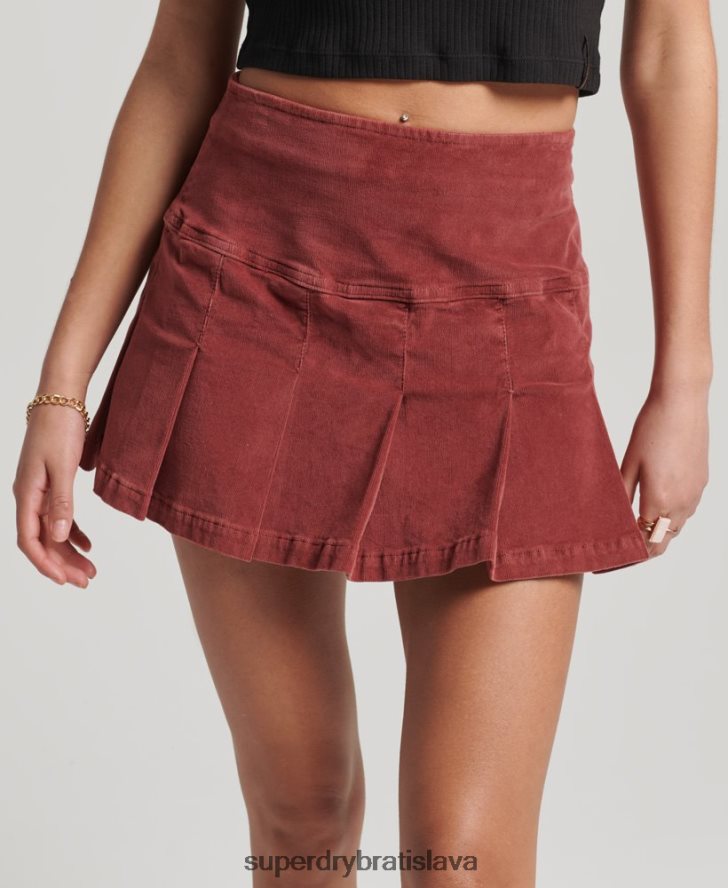 Superdry ženy vintage šnúrová plisovaná minisukňa 6B4ZTR4139 oblečenie červená