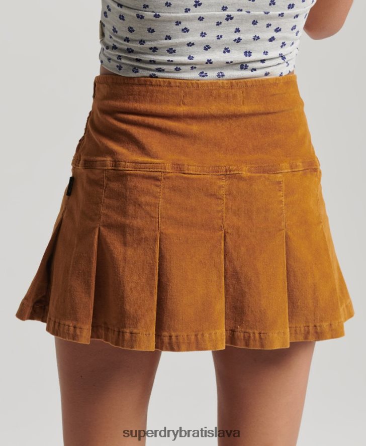 Superdry ženy vintage šnúrová plisovaná minisukňa 6B4ZTR4143 oblečenie hnedá