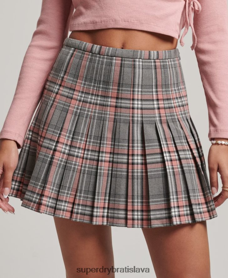 Superdry ženy vintage plisovaná minisukňa 6B4ZTR4155 oblečenie sivá