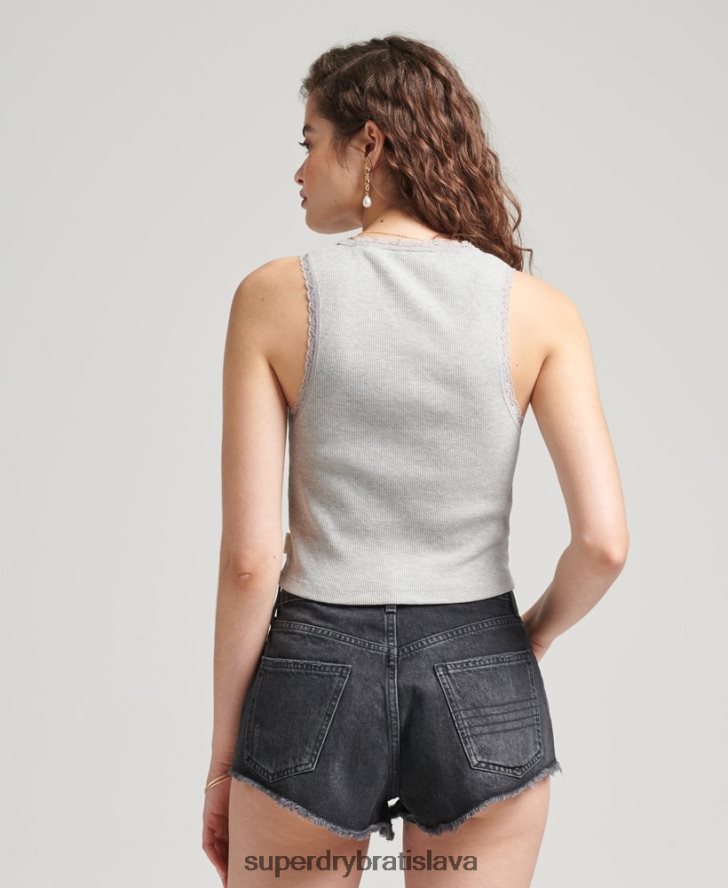 Superdry ženy Vintage čipkovaná vesta z organickej bavlny 6B4ZTR2342 oblečenie sivá