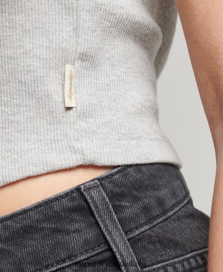 Superdry ženy Vintage čipkovaná vesta z organickej bavlny 6B4ZTR2342 oblečenie sivá