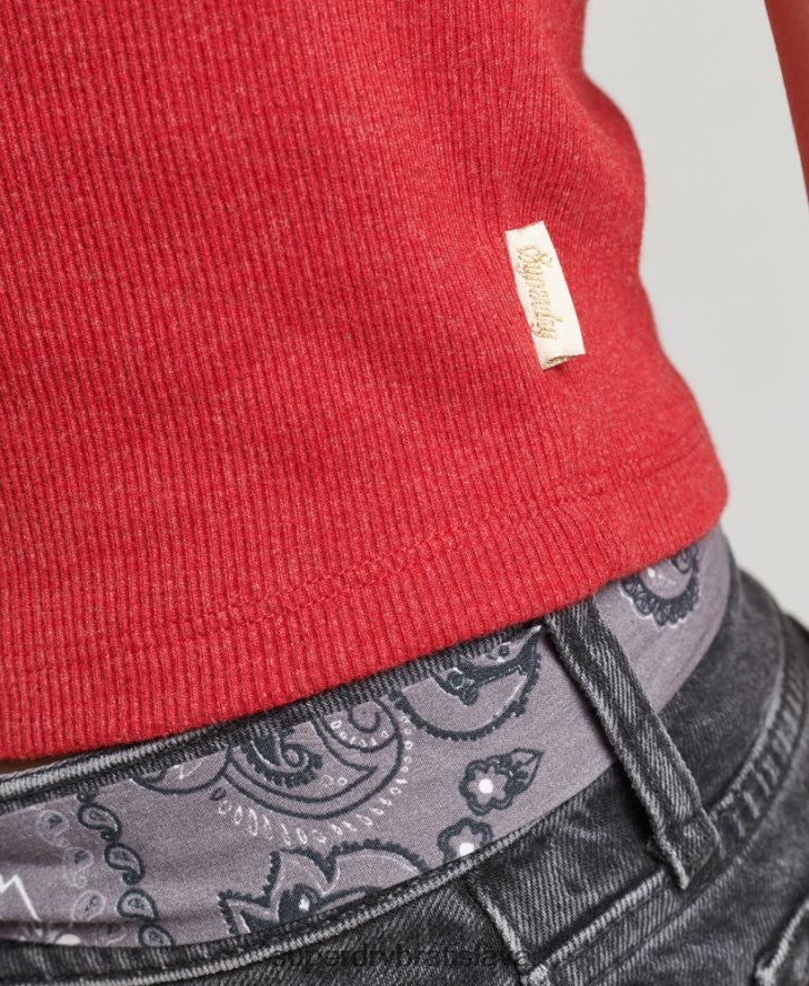 Superdry ženy Vintage čipkovaná vesta z organickej bavlny 6B4ZTR3049 oblečenie červená
