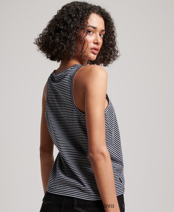 Superdry ženy Vintage pruhovaná vesta z organickej bavlny 6B4ZTR2184 oblečenie námorníctvo