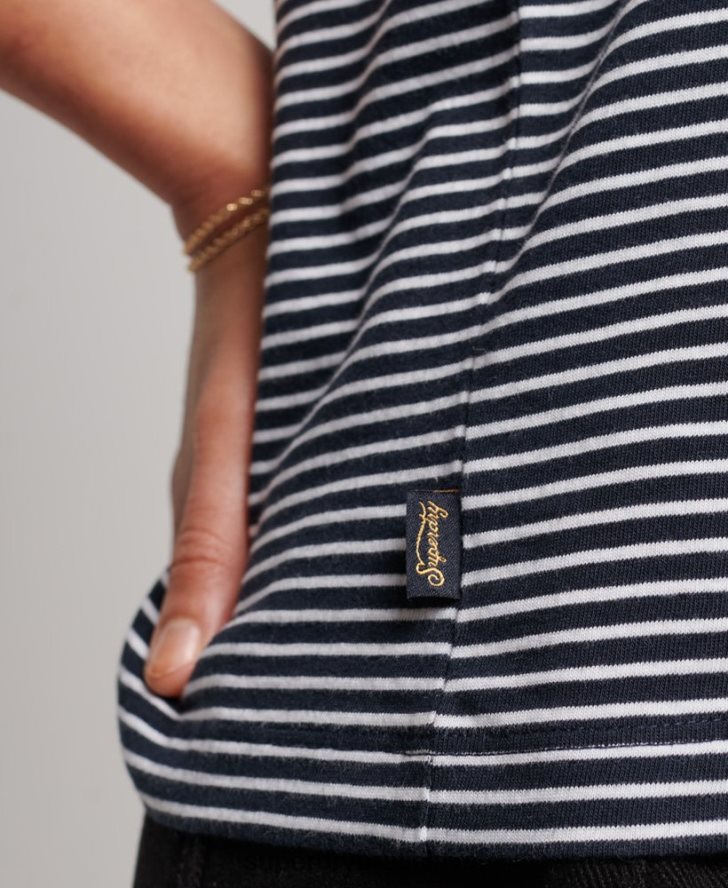 Superdry ženy Vintage pruhovaná vesta z organickej bavlny 6B4ZTR2184 oblečenie námorníctvo