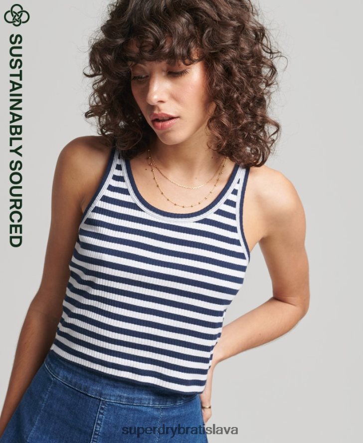 Superdry ženy Vintage rebrovaná crop vesta z organickej bavlny 6B4ZTR6700 oblečenie námorníctvo