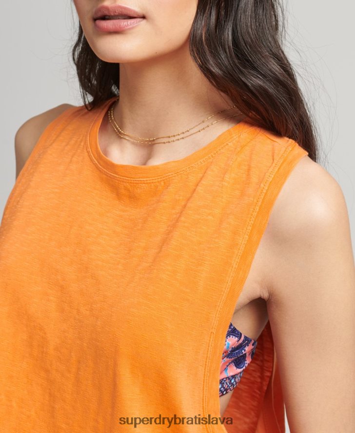 Superdry ženy Vintage surfová rancherová vesta z organickej bavlny 6B4ZTR6573 oblečenie oranžová