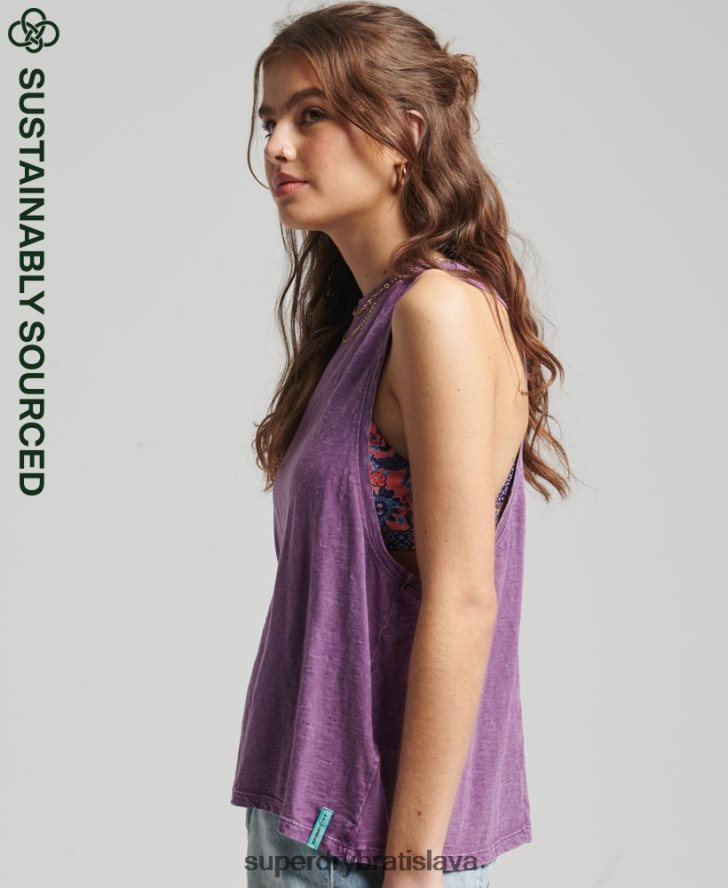 Superdry ženy Vintage surfová rancherová vesta z organickej bavlny 6B4ZTR6693 oblečenie Fialová