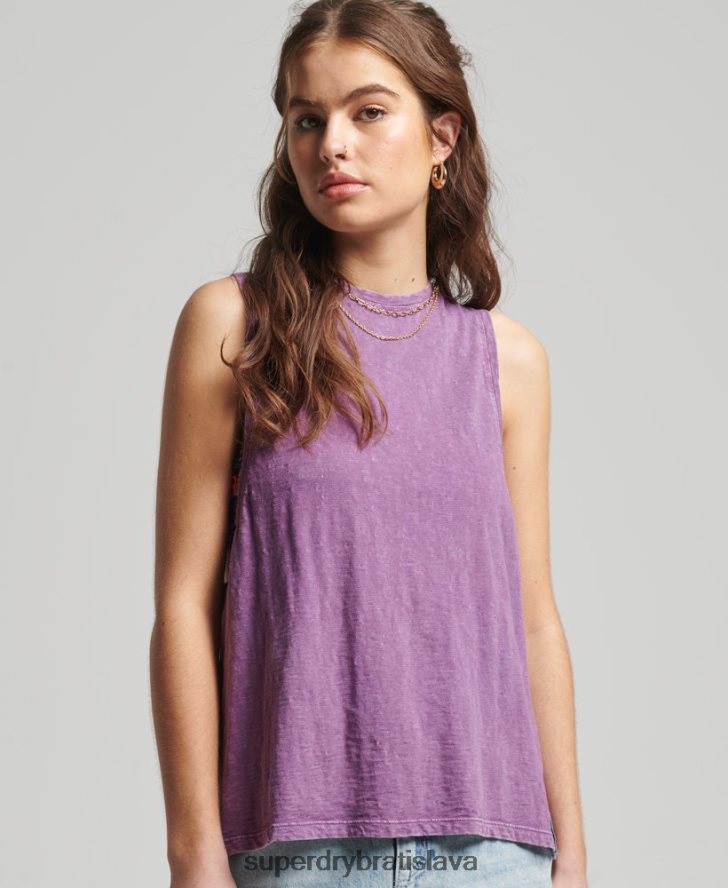 Superdry ženy Vintage surfová rancherová vesta z organickej bavlny 6B4ZTR6693 oblečenie Fialová