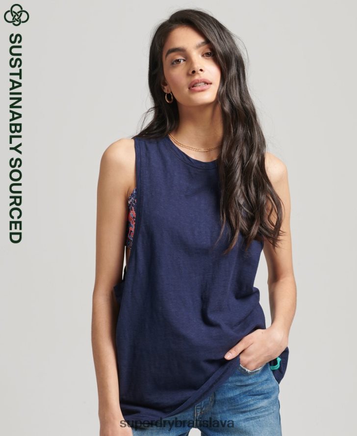 Superdry ženy Vintage surfová rancherová vesta z organickej bavlny 6B4ZTR6768 oblečenie námorníctvo