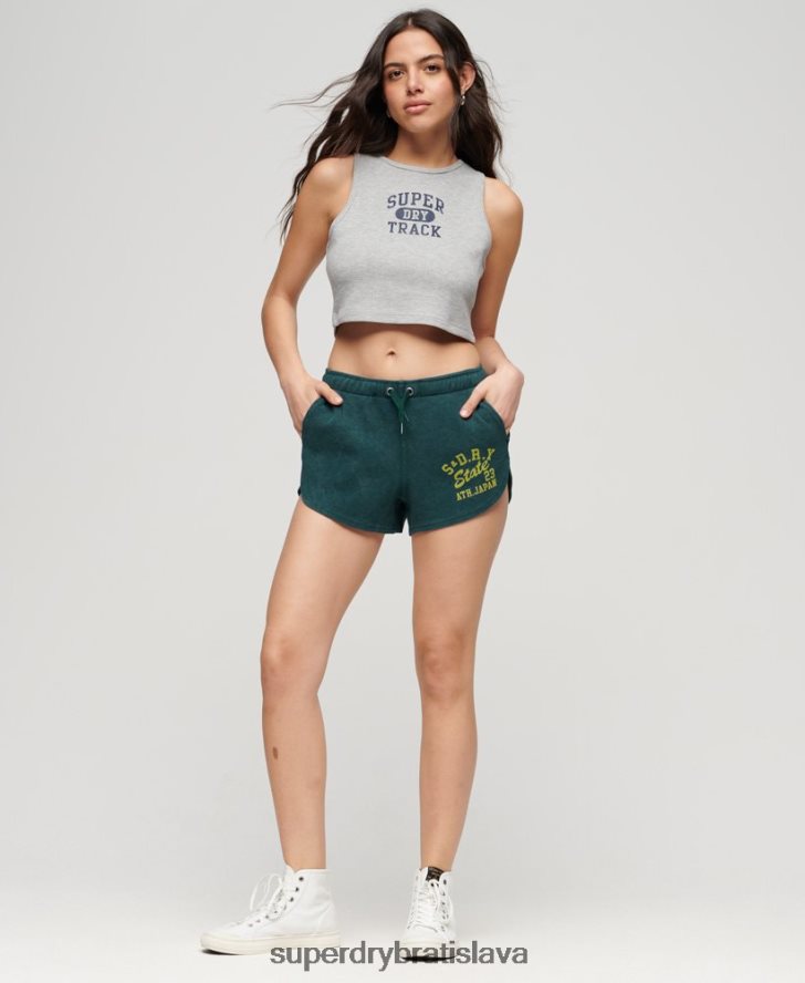 Superdry ženy atletické náležitosti vaflové skrátené tielko 6B4ZTR2028 oblečenie sivá