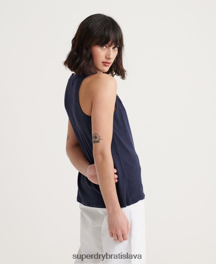 Superdry ženy chevron čipkovaný tielko 6B4ZTR3086 oblečenie námorníctvo