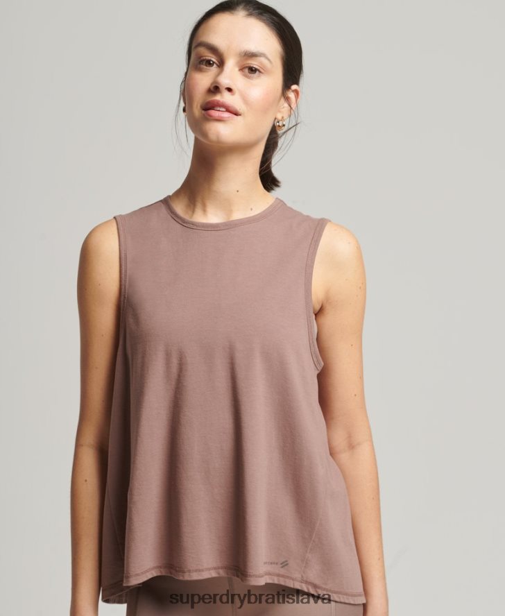 Superdry ženy flex loose open back tank 6B4ZTR6332 oblečenie hnedá
