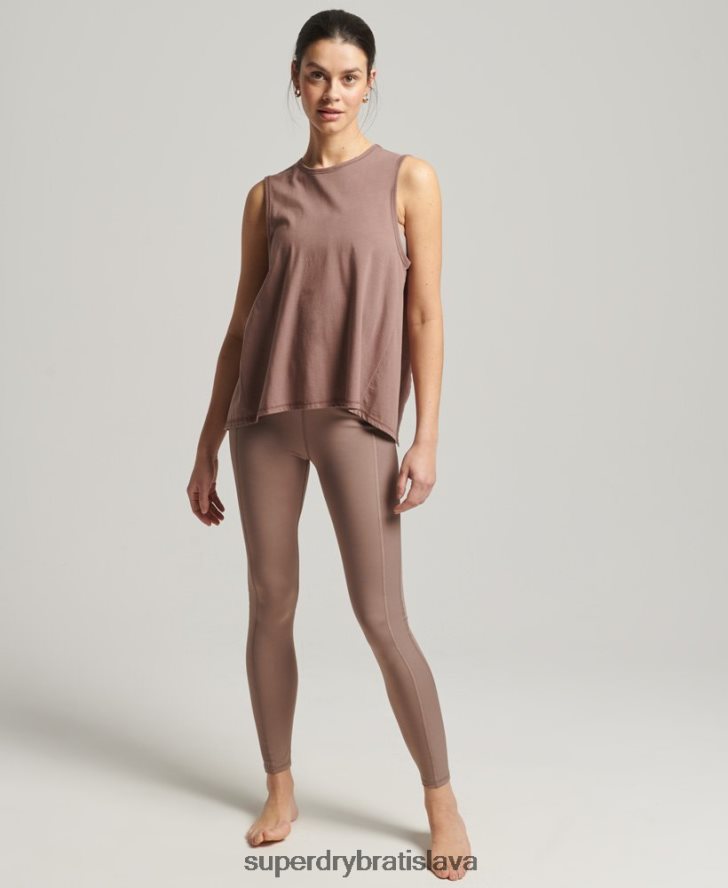 Superdry ženy flex loose open back tank 6B4ZTR6332 oblečenie hnedá