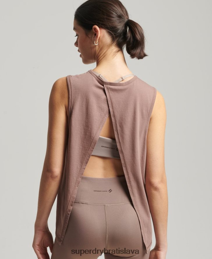 Superdry ženy flex loose open back tank 6B4ZTR6332 oblečenie hnedá