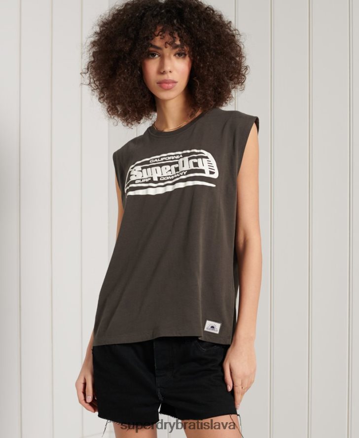 Superdry ženy grafické tielko cali surf 6B4ZTR6719 oblečenie tmavošedý