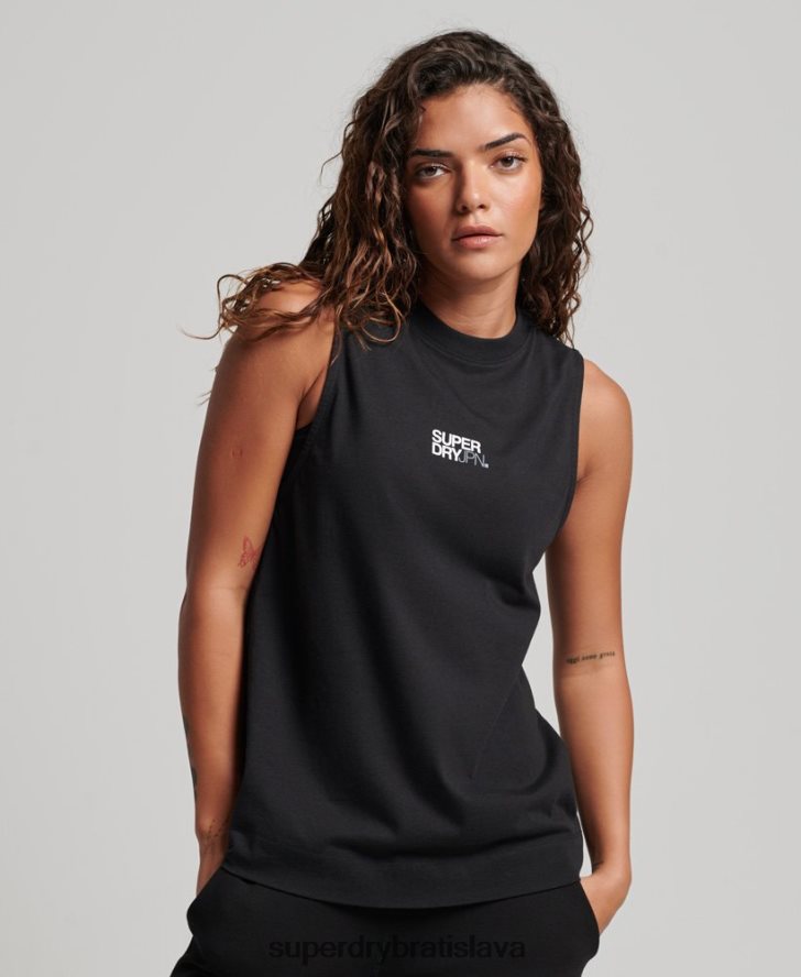 Superdry ženy modelové tielko s výstrihom z organickej bavlny 6B4ZTR2881 oblečenie čierna