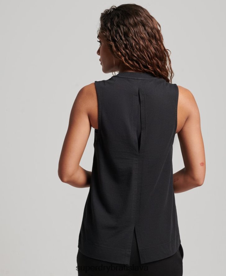 Superdry ženy modelové tielko s výstrihom z organickej bavlny 6B4ZTR2881 oblečenie čierna