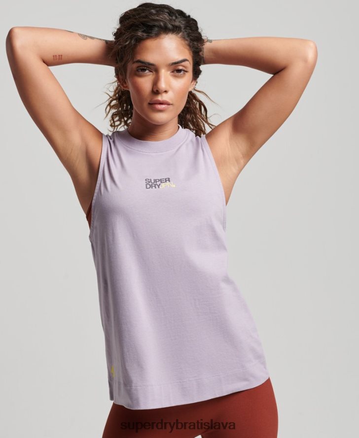 Superdry ženy modelové tielko s výstrihom z organickej bavlny 6B4ZTR2922 oblečenie Fialová