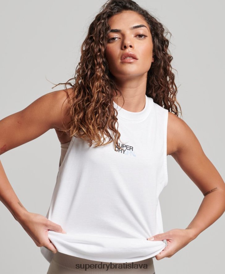 Superdry ženy modelové tielko s výstrihom z organickej bavlny 6B4ZTR3009 oblečenie biely