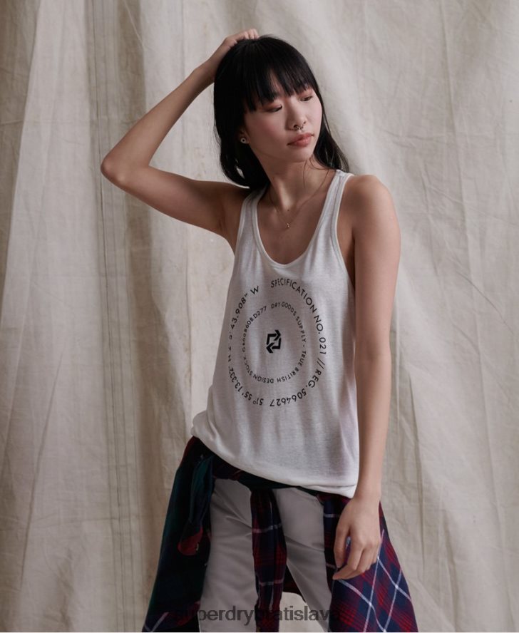 Superdry ženy púštna ľanová vesta 6B4ZTR3083 oblečenie krém
