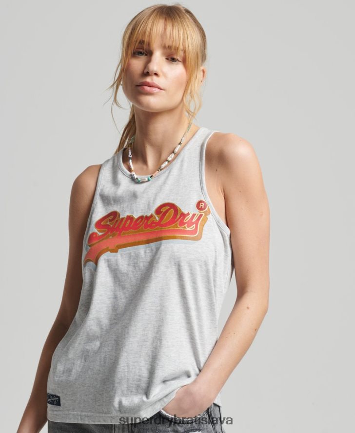 Superdry ženy sezónna vesta s vintage logom 6B4ZTR6703 oblečenie svetlo šedá