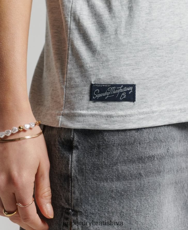Superdry ženy sezónna vesta s vintage logom 6B4ZTR6703 oblečenie svetlo šedá