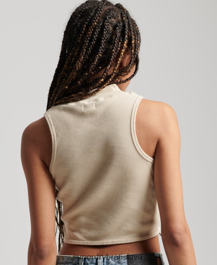 Superdry ženy skrátené falošné tielko s výstrihom 6B4ZTR2940 oblečenie svetlo šedá