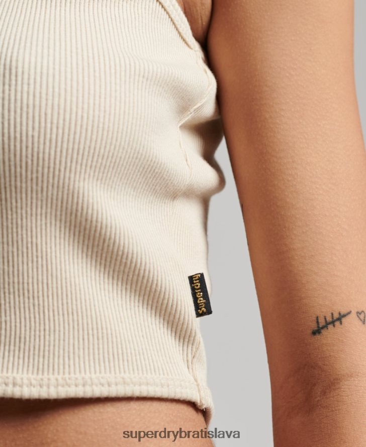 Superdry ženy skrátené falošné tielko s výstrihom 6B4ZTR2940 oblečenie svetlo šedá