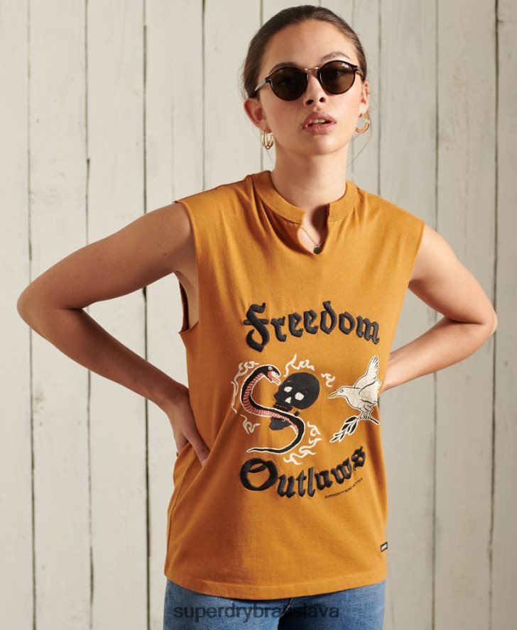 Superdry ženy tielko bohémskej kapely 6B4ZTR3081 oblečenie oranžová