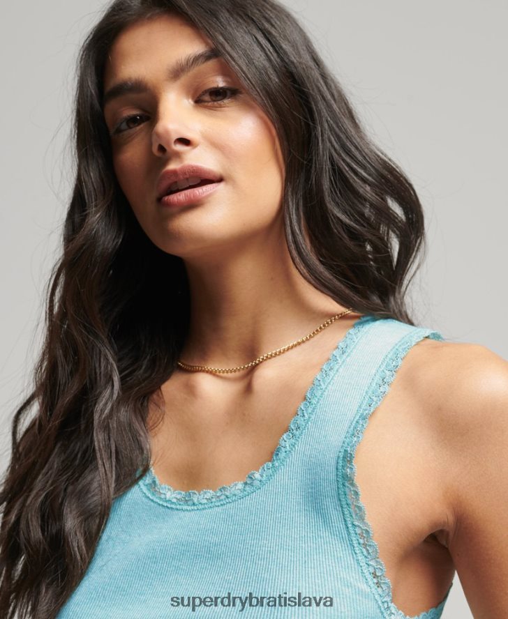 Superdry ženy tielko s čipkovaným lemom 6B4ZTR2336 oblečenie zelená