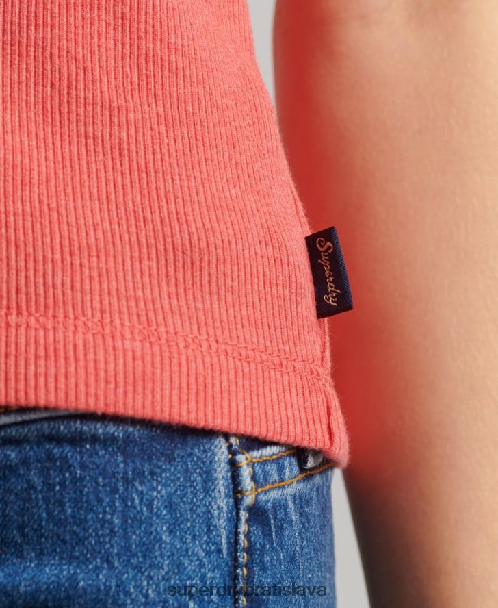 Superdry ženy tielko s čipkovaným lemom 6B4ZTR2338 oblečenie koralový