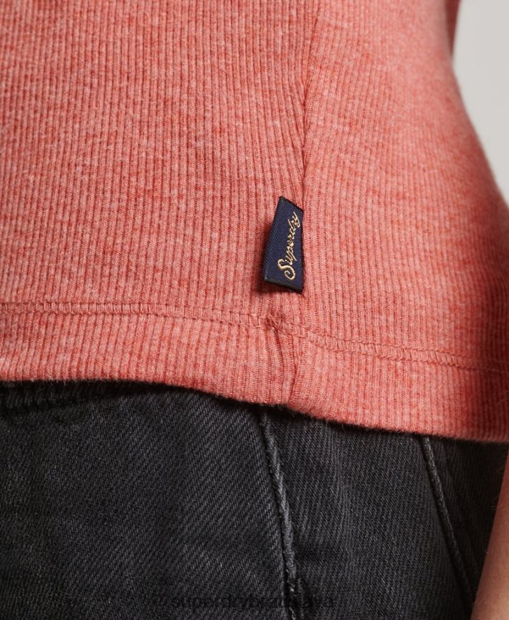 Superdry ženy tielko s čipkovaným lemom 6B4ZTR2343 oblečenie koralový