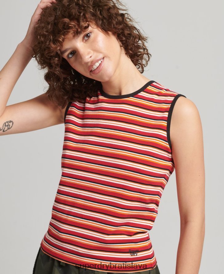 Superdry ženy tielko s pruhmi kali 6B4ZTR6506 oblečenie červená
