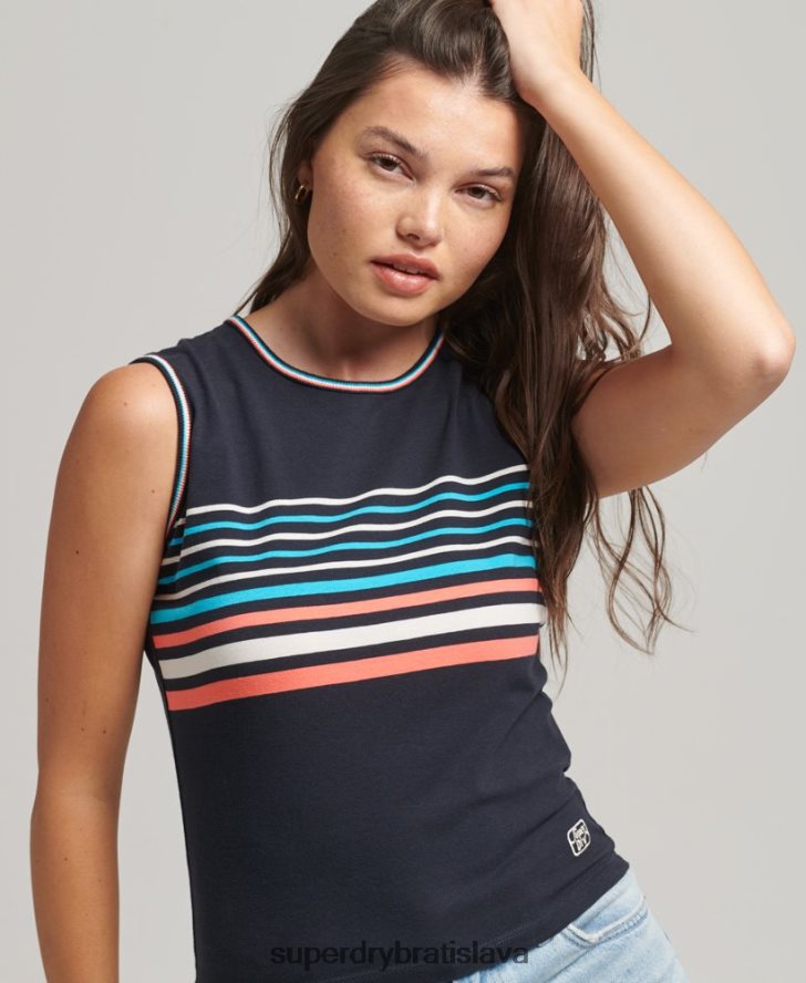 Superdry ženy tielko s pruhmi kali 6B4ZTR6508 oblečenie námorníctvo