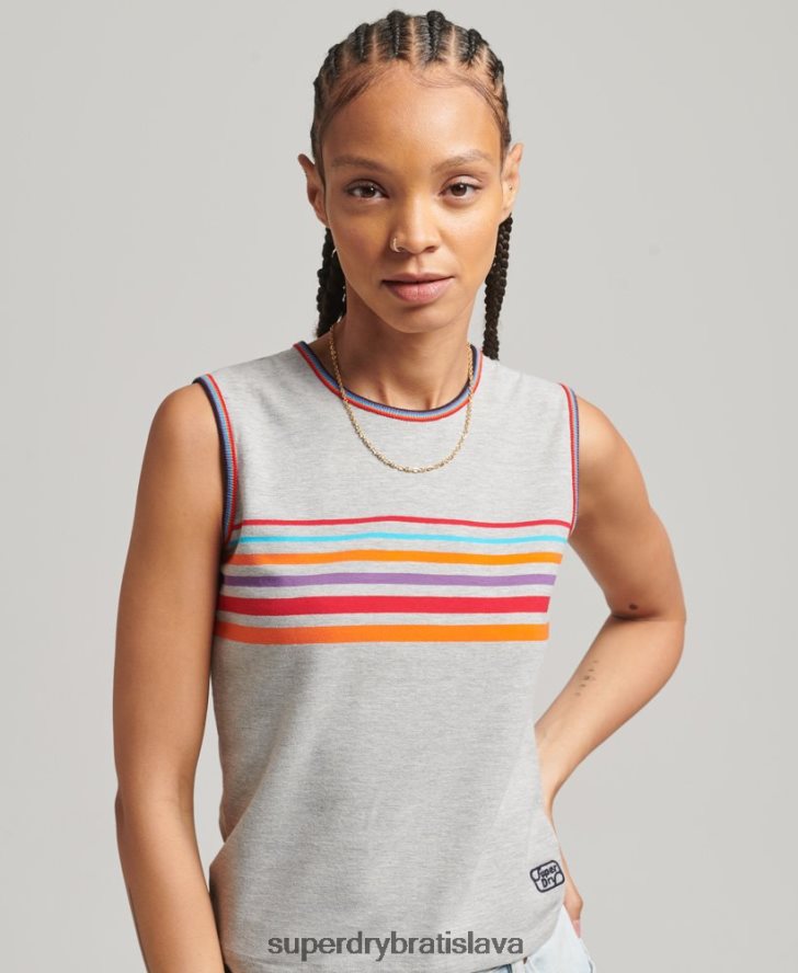 Superdry ženy tielko s pruhmi kali 6B4ZTR6527 oblečenie sivá