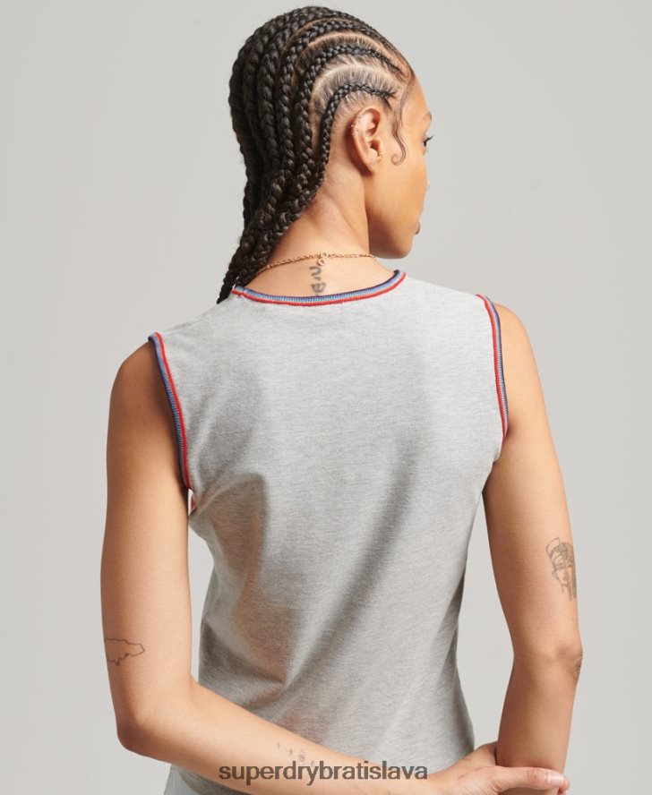 Superdry ženy tielko s pruhmi kali 6B4ZTR6527 oblečenie sivá