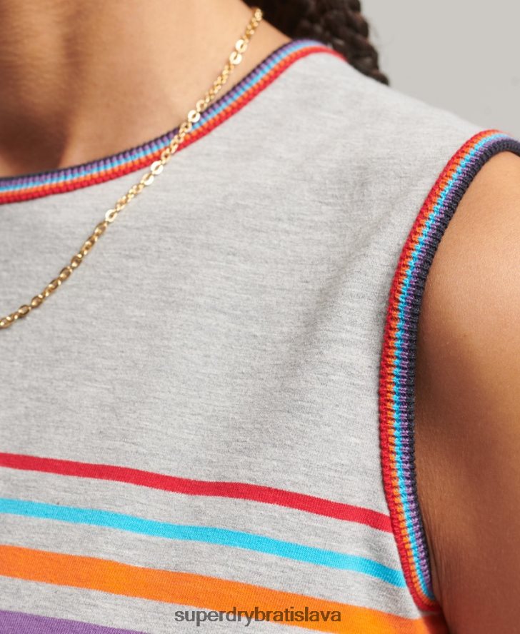 Superdry ženy tielko s pruhmi kali 6B4ZTR6527 oblečenie sivá